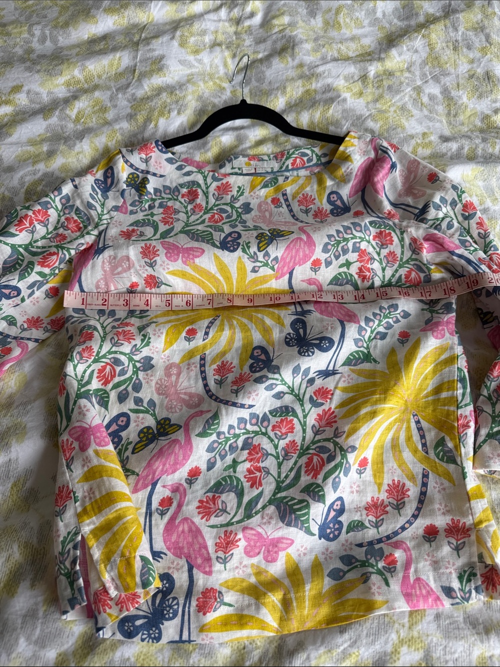 Boden Floral Palm Print Blouse in White, Yellow, Pink & Blue - Picture 5 of 7